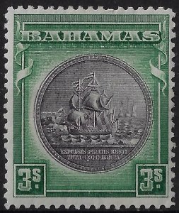 Bahamas 1931 new seal 3/, MH, sg 132a/Sc91, Brownish black & green. VF,   (a1164