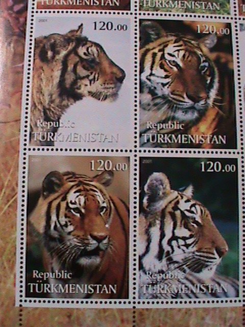 TURKMENISTAN-WORLD FAMOUS LOVELY TIGERS-MNH VF SHEET HARD TO FIND