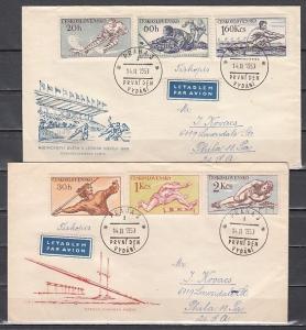 Czechoslovakia, Scott cat. 897-902. Various Sports on 2 Mailed First day covers.