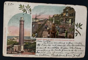 1904 French PO Port Said Egypt Picture Postcard Cover To Bristol England