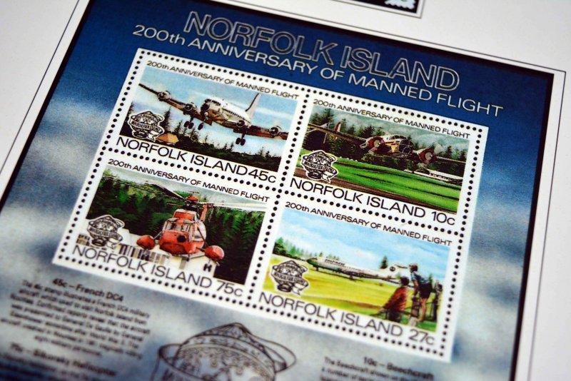 COLOR PRINTED NORFOLK ISLAND 1947-2010 STAMP ALBUM PAGES (129 illustrated pages)