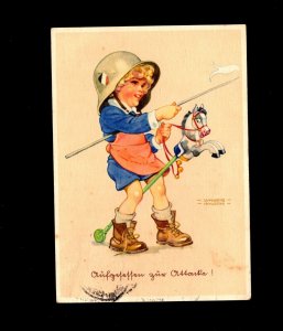 Germany 1940 Soldier Helmet Child Hobby Horse (like a Hummel) Gorbersdorf Pc 10