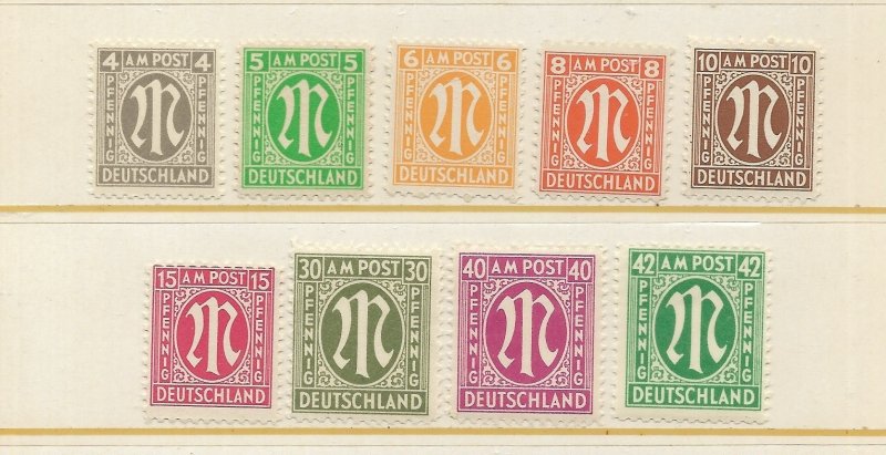 Germany 9 Allied Occupation Stamps MNH