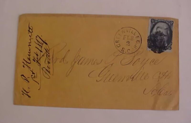 US SOUTH  CAROLINA GREENVILLE 1867 #73 cat.$75.00 