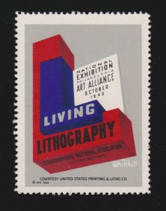 US 1940 US Litho & Printers Co. Living Lithograph Cinderella Stamp VIVID COLOR