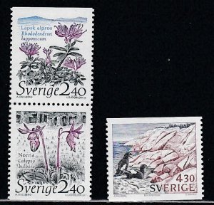 Sweden # 1762-1764, Flowers - Birds on Sea Shore, Mint NH, 1/2 Cat.