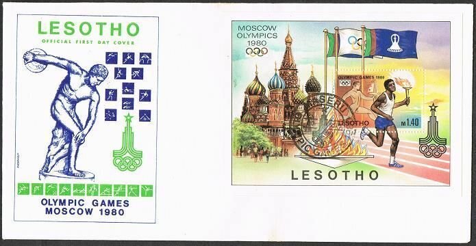 Lesotho 291-295,296,two FDC.Michel 291-295,Bl.5. Olympics Moscow-1980.Soccer,