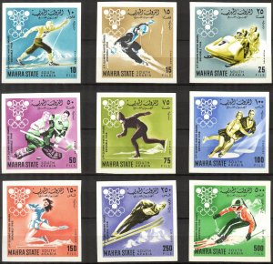 {AM010} Aden / Mahra 1967 Winter Olympics set Imperf. MNH Mi 39/47B 15 Eur.