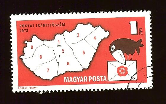 Hungary 2209 1fo Postal Zone Map cto og