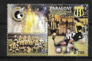 PARAGUAY 2003 CLUB GUARANI CENTENARY FOOTBALL SOCCER 1 VALUE + LABEL MNH