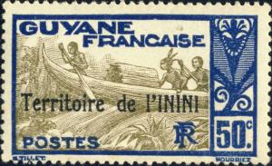 ININI / Guyane Française - 1932 - Yv.12 / Mi.10 50c bleu & gris-olive - Neuf*