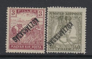 Hungary, Scott 154, 172 vars, MLH, Inverted Overprint
