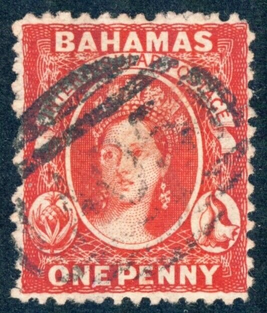 BAHAMAS 1863, SC 11d, SG 24, PERF 12.5 Red scv $55.00  *Bay Stamps*