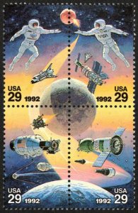 1992 Space Accomplishments Block Of 4 29c Stamps, Sc# 2631-2634, MNH, OG