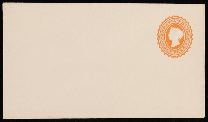 TASMANIA Envelope-PTPO 1890s QV ½d orange embossed oval.