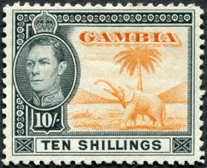 Gambia 1938 10s orange & black SG161 unused