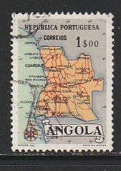 1955 Angola - Sc 389 - used VF - 1 single - Map of Angola