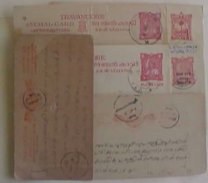 INDIA TRAVANCOR 6 POSTAL CARDS 6 DIFF