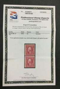 MOMEN: US STAMPS #386 COIL LINE PAIR MINT OGph PSE CERT