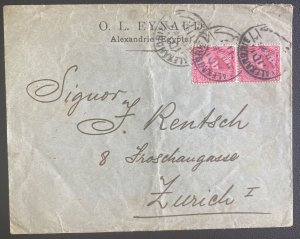 1895 Alexandria Egypt Commercial cover To Zurich Switzerland