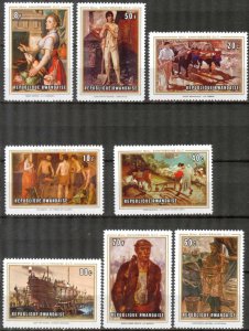 Rwanda 1969 Art Paintings 50 Years International Work Organization Set of 8 MNH