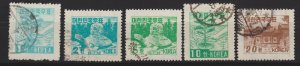 KOREA Scott# 190-194 - used, 1953, Wmk 257 Planting trees, tomb,shrine