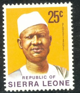 SIERRA LEONE 1972 25c President Siaka Stevens Portrait Issue Sc 431 MNH