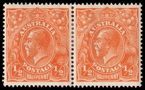 Australia Scott 20 Pair, Orange, Perf. 14 (1923) Mint LH VF M