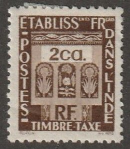 French India, stamp, Scott#J20,  mint, hinged,  2 ca,