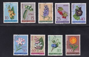 Yugoslavia  #597-605   cancelled  1961    medicinal plants