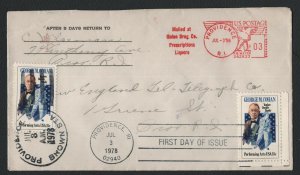 #1756 15c George M Cohan, On July 3, 1956 Cover FDC **ANY 5=FREE SHIPPING**