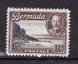 Bermuda-Sc #107-unused,light hinged-KGV-1&1/2p choc & black-South shore-1936-40-