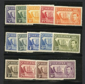 ST. HELENA 1938/44  KING GEORGE VI SCOTT #118/27, SG #131/40 MINT NEVER HINGED