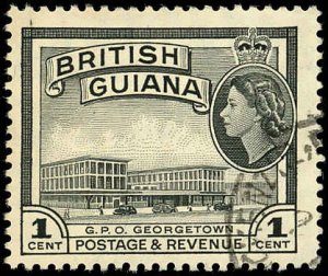 BRITISH GUIANA Sc 253 F-VF/USED - 1954 1¢ General P.O. -  Sound