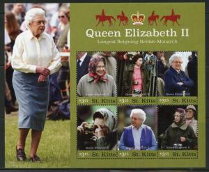 ST. KITTS 2016 QUEEN ELIZABETH II LONGEST REIGNING BRITISH MONARCH SHEET NH