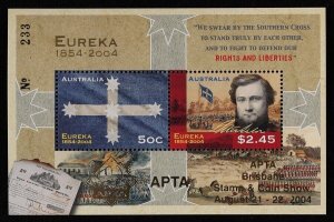 AUSTRALIA 2004 Eureka M/sheet overprint APTA Brisbane. MNH **. SG MS2398(var).