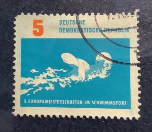 Germany DDR 1962 Scott 621 used - 5pf,  Swimming Championships, Leipzig