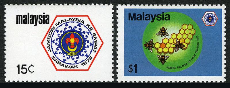 Malasia 168-169, MNH Boy Scout Jamboree, Sarawak. Emblema, Abejas, 1978