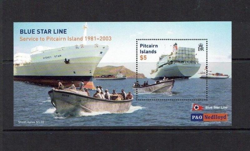 Pitcairn Island: 2003, 21st Anniversary of Blue Star Shipping, Service, M/S, MNH