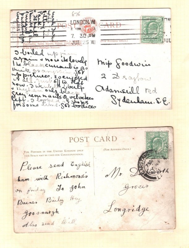 GB Wales LNWR RAILWAY OFFICIAL Cards{2} Chester - Holyhead Used 1908-1910 ZP103