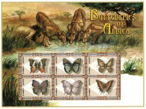 Zambia 2000 - Butterflies of Africa - Sheet of 6 - Scott 863 - MNH