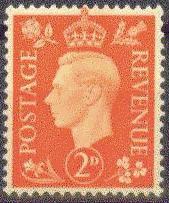 GREAT BRITAIN  238 MINT OG 1938 2p orange KGVI DEFINITIVE