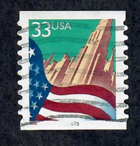 US #3281c Flag over City Used PNC Single plate #3433