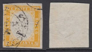 SARDEGNA - 1862 - Sassone n. 17Da giallo cv 960$