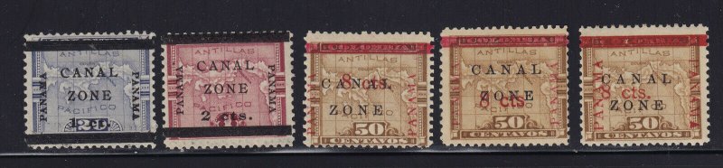 Canal Zone # 16 - 20 Set mint F-VF OG hinged nice color cv $ 145+  ! see pic !