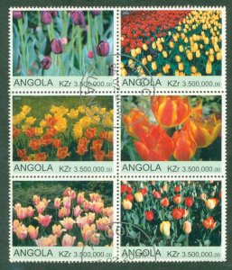 A7-0010 ANGOLA UNLISTED  BLOCK-6 FLOWERS BIN $3.00