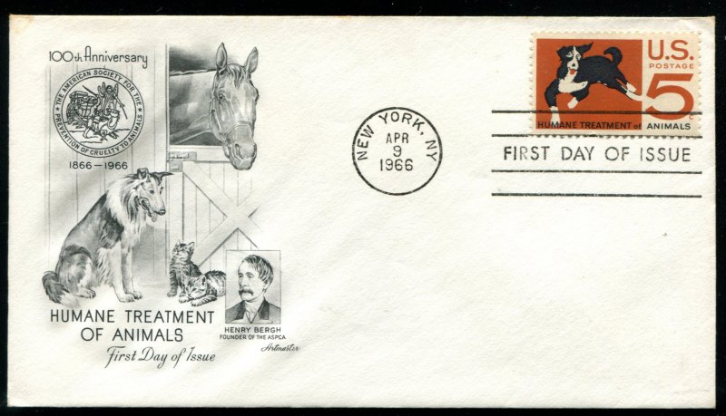 1307 US 5c Humane Treatment of Animals FDC,   Artmaster cachet