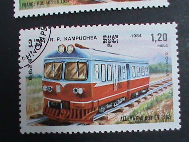 CAMBODIA STAMP 1984 WORLD CLASSIC TRAINS CTO-MNH SET  CTO Mint Not hing