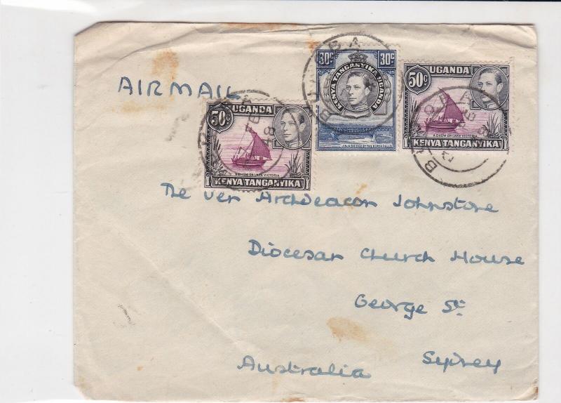 Uganda 1948 to Sydney Australia air mail stamps cover ref 21470