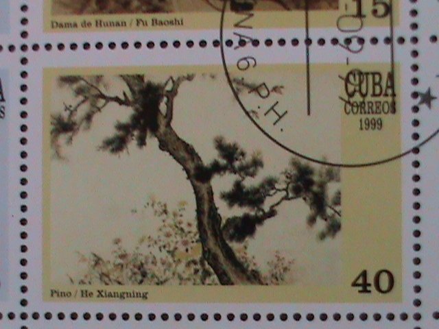 CUBA-1999 SC# 4029a FAMOUS PAINTINGS-WORLD STAMP SHOW-BEIJING-CTO SHEET VF